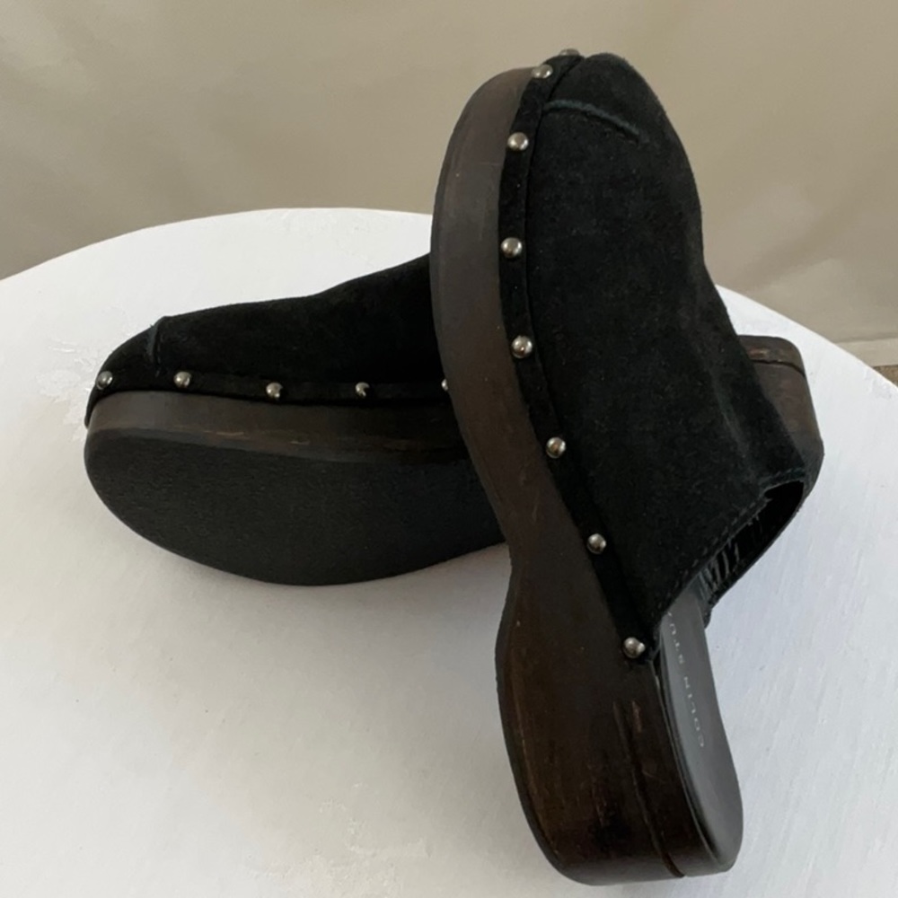 Colin Stuart Black Suede Studded Clogs